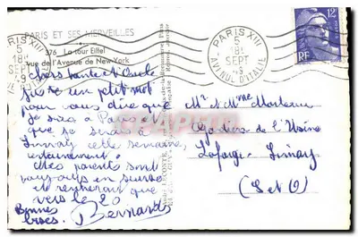 Paryż i jego cuda — Wieża Eiffla — Wydawca Guy, nr 376 — Rewers