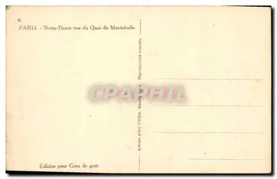 Notre-Dame w Paryżu — widok z Quai de Montebello — Wydawnictwo YVON — Rewers