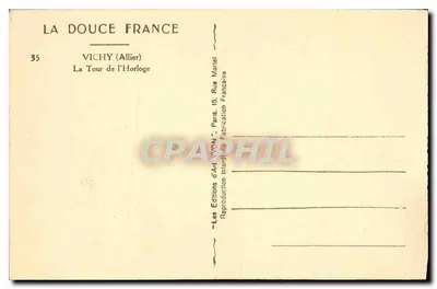 Vichy (Allier) — Wieża zegarowa — Éditions d'Art Vichy — Rewers