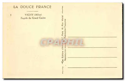 Vichy (Allier) — Façade du Grand Casino — Les Éditions d'Art Français — Verso