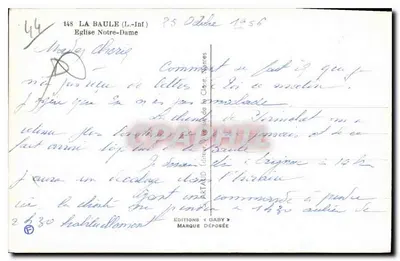 Chiesa di Notre-Dame — La Baule (Loire-Inférieure) — Edizioni Gaby, n° 148 — Verso