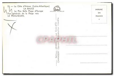 La Baule — Ogólny widok plaży w kierunku Le Pouliguen — wydawnictwo Jansol, Chambéry — Rewers