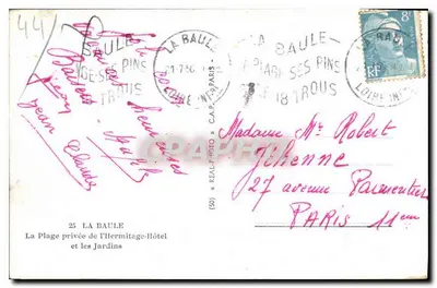 La Baule-les-Pins — Prywatna plaża Hotelu Hermitage i ogrody — « REAL-PHOTO » (50) — Rewers