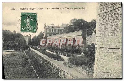 Bilhete postal antigo Châtillon Coligny Loiret Les Arcades et la Terrasse