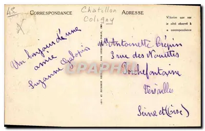 Castelo de Chatillon — As Serres — Édit. 'A la Ménagère' — Verso