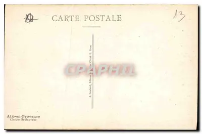 Klooster Saint-Sauveur — Aix-en-Provence — Uitgever J. Coutard — Achterkant