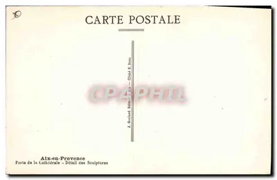 Aix-en-Provence — Kathedralentor — Detail der Skulpturen — J. Gouillard Verlag Aix — Rückseite