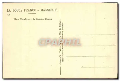 Plaats Castellane en de Fontein Cantini — Marseille — Uitgave YVON, Parijs — Achterkant