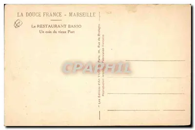 O Restaurante Basso — Um canto do velho Porto — Les Éditions d'Art YVO, Paris — Verso