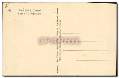 Valence (Drôme) — Plac Republiki — Wydawnictwo Sztuki 'XVON' Paryż — Rewers