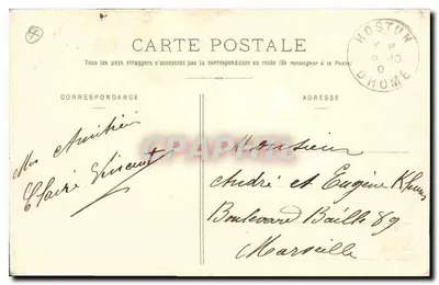 Bilhete postal antigo Le Vercors Estrada dos Goulets — Verso