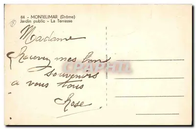 Montélimar (Drôme) — Publiczny ogród - Terrasa — wydawca Combier & Tin Alun, n°84 — Rewers