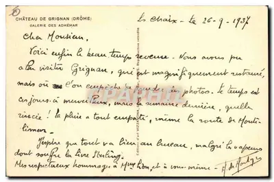 Castelo de Grignan — Galeria dos Adhémar — Edição de Arte VIZZANA — Verso