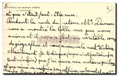 Bilhete postal antigo Castelo de Grignan A Salamandra — Verso