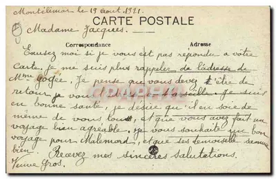 Montélimar — Park Publiczny — Jezioro i Statua Le Chasseur — Pap. Chapuis — Rewers
