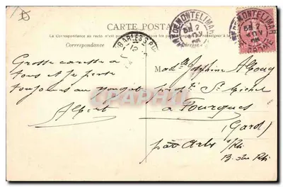 Montélimar — Ogród publiczny: Przodownik z epoki prehistorycznej, wykonany przez pana Bouvala Maurice'a, zakupiony przez państwo i miasto Montélimar (1903). — Rewers