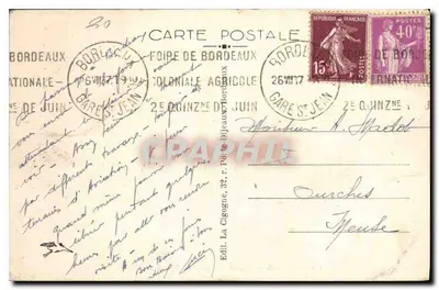 Bordeaux - O Grande Teatro e a Praça da Comédia — Editor La Cigogne, n°2 — Verso