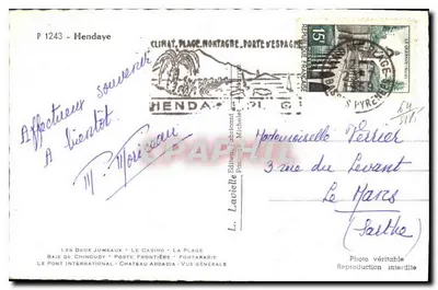 Hendaye — ogólny widok — L. Lavielle, wydawca, nr P 1243 — Rewers