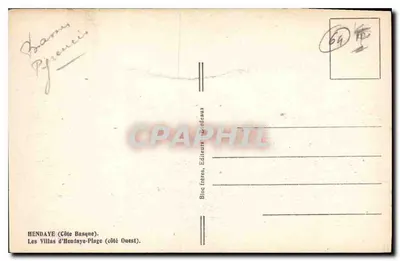 Willa Heudaye-Plage (strona zachodnia) — Hendaye (Kraj Baszków) — Bloc frères, Bordeaux — Rewers