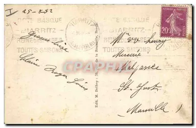 बियारिट्ज़ — मछुआरों के बंदरगाह और सेंट-यूजीनी चर्च — डेल्बबॉय, संख्या 703 — पीछे