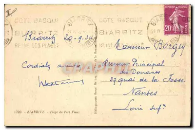 Biarritz — Playa del Puerto Viejo — Héloïgature Marcel Delbuy, n°720 — Reverso