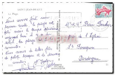 Saint-Jean-de-Luz — La Plage — Éditeur Estel, n° 3335 — Verso