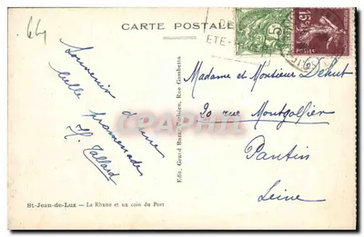 St-Jean-de-Luz — La Rhune e um canto do Port — Edit. Grand Bazar Parisien — Verso