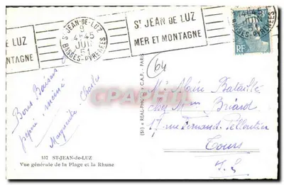 Allgemeiner Blick auf den Strand und die Rhune — Saint-Jean-de-Luz — Verlag C.A.P. Nr. 157 — Rückseite