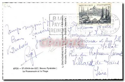 St-Jean-de-Luz — The Promenade and the Beach — L. CHATAGNEAU, publisher — Back