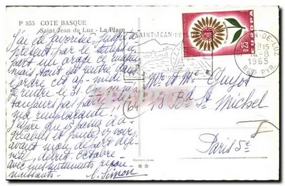 Saint-Jean-de-Luz - A Praia — Costa Basca — editor P 855 — Verso