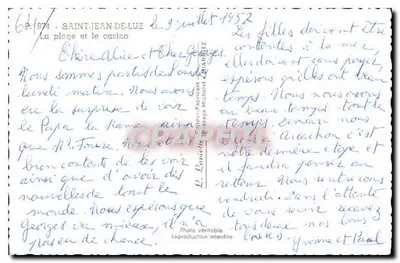 Saint-Jean-de-Luz — playa y casino — Larrivelle, n° 649 — Reverso