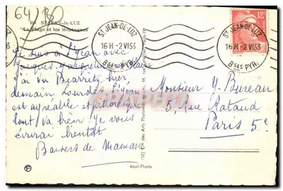 Saint-Jean-de-Luz — A Praia e as Montanhas — C.A.P. (n°52) — Verso