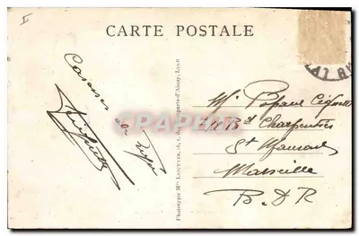 Puente d'Ainay y colina de Fourvière — Tarjeta postal antigua, serie M 161 — Reverso
