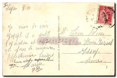 LYON — Perspectiva sobre o Rio Ródano — Edição La Cigogne, n° 282 — Verso