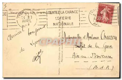 Ogólny widok z D. de Fourvière — Lyon — Wydawnictwo Sztuki Lyon — Rewers