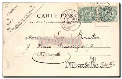 Lyon. Place des Jacobins. Vista de la Rue Centrale — V. P. Paris N. 317 — Reverso