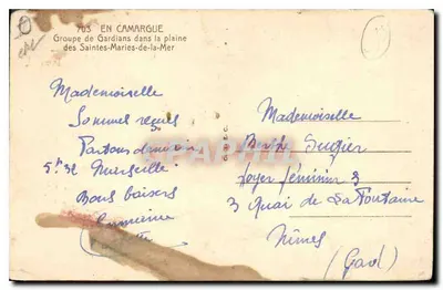 Groupe de Gardians dans la plaine des Saintes-Maries-de-la-Mer — Éditeur : , n° 703 — Verso