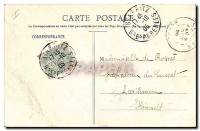Biarritz Pittoresque — Vagues au Rocher de la Vierge — Édition A. Station — Verso