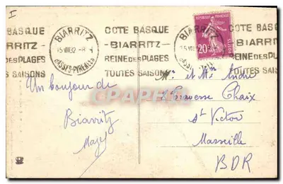 Biarritz — Skalny Wzgórze Maryi — fototypia Labouche Frères, Toulouse, nr 1205 — Rewers