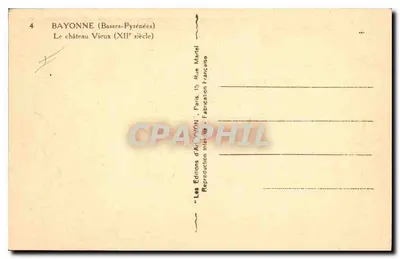 Bayonne — El castillo Viejo (siglo XII) — Las Ediciones de Arte YVON - París — Reverso