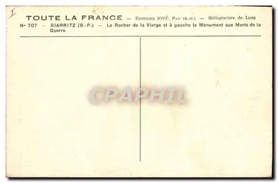 Biarritz — De Rocher de la Vierge en het Monument aux Morts — Edities Jové, Pau — Achterkant