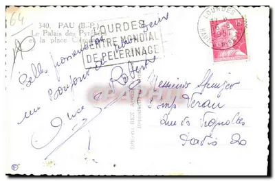 Place Clémenceau em Pau — Fonte central com estátua — Éditions REX — Verso