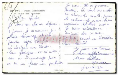 Pau - Plac Clemenceau i Pałac Pyrenajska — C.A.P. nr 64 — Rewers