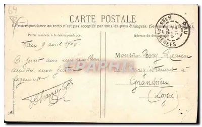 Stara pocztówka Pau Caserne Bernadotte Militaria — Rewers