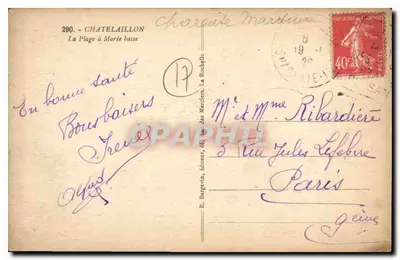 ChâtelailloN — Plaża przy niskiej wodzie — R. Bergevin, wydawca, n°290 — Rewers