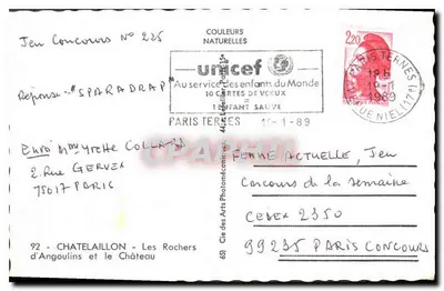 Les Rochers d'Angoulins e o Castelo — n° 63 — editor Graphie — Verso