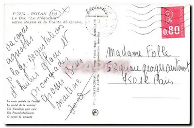 Le Médocain — ferry między Royan a Pointe de Grave — wydawca L. Chatagneau, nr P7274 — Rewers