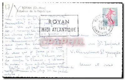 Place de la République — Royan — wydawca nieznany, numer seryjny nie widoczny — Rewers