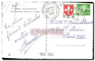 Plaża w Royan — widok z lotu ptaka — Wydawnictwo « Gaby » — Rewers