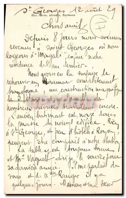 St-Georges-de-Diddonne (Côte d'Argent) — 'La Vigie' — Vallières 길 — 해변 — BR. — Bloc Frères, Bordeaux — 뒷면